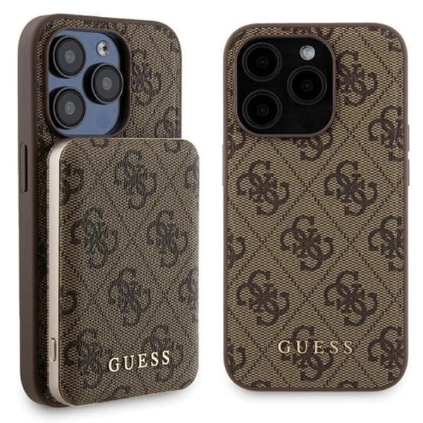 Guess iPhone 15 Pro Mobilskal Med Powerbank 5000mAh Magsafe Metal Logo