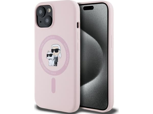 Case Karl Lagerfeld Silicone Karl&Choupette MagSafe for iPhone 15 Plus pink