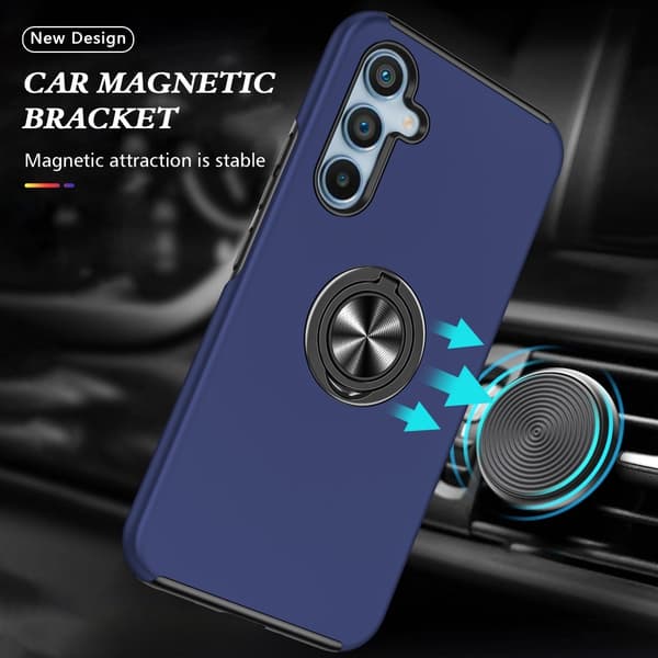 Samsung Galaxy S25 / S24 Hybrid skal med Finger Ring - MörkBlå