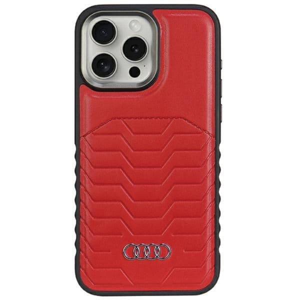 Audi iPhone 15 Pro Mobilskal Magsafe Synthetic Läder -  Röd