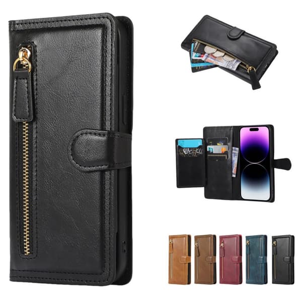 iPhone 14 - Plånboksfodral med Kortfack & Zipper