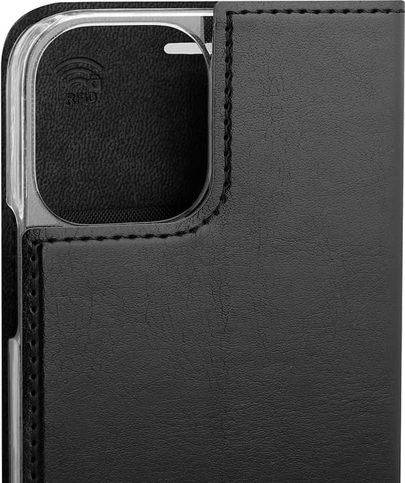 Wave BookCase-etui, iPhone 12 Pro / iPhone 12, svart