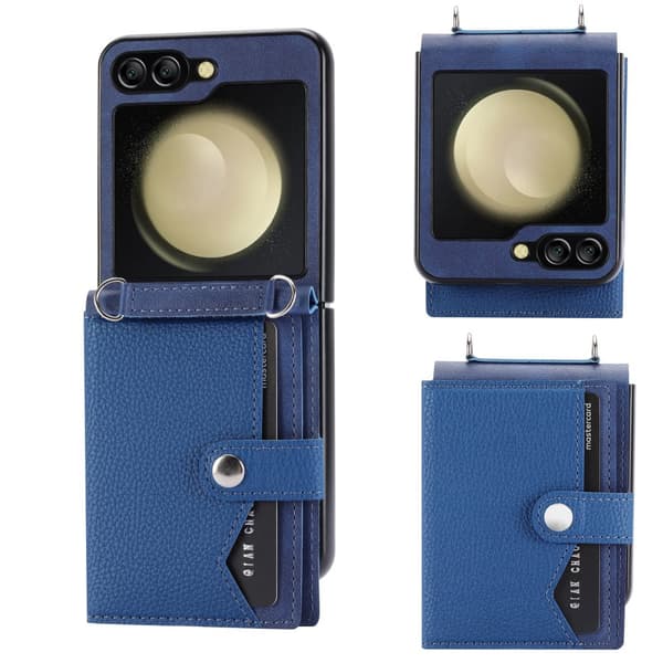 Samsung Galaxy Z Flip 6 Plånboksfodral med Kortfack & Justerbar Axelrem