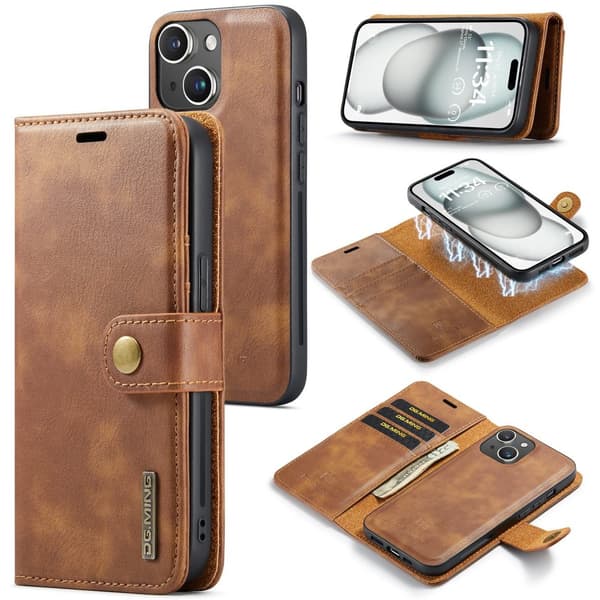 iPhone 13 Plånboksfodral - Retro Design och Multifunktionalitet Brun