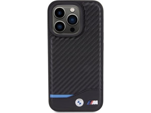 BMW BMHMP15X22NBCK Apple iPhone 15 Pro Max 6.7" dėklas telefonui juodos spalvos hardcase Leather Carbon MagSafe