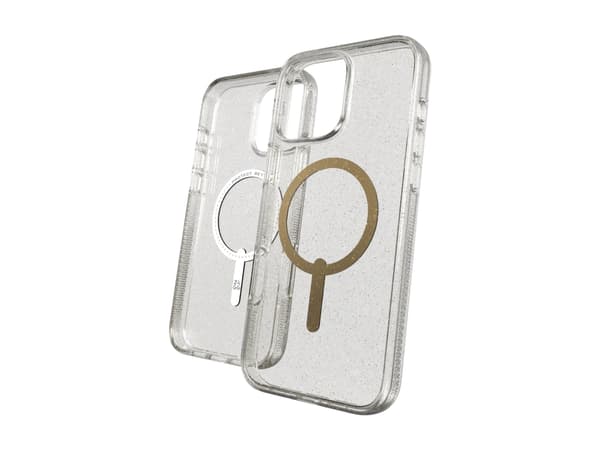 ZAGG Milan Snap - Baksidesskydd för mobiltelefon - MagSafe-kompatibilitet - guldfärgat glitter - för Apple iPhone 16 Pro Max