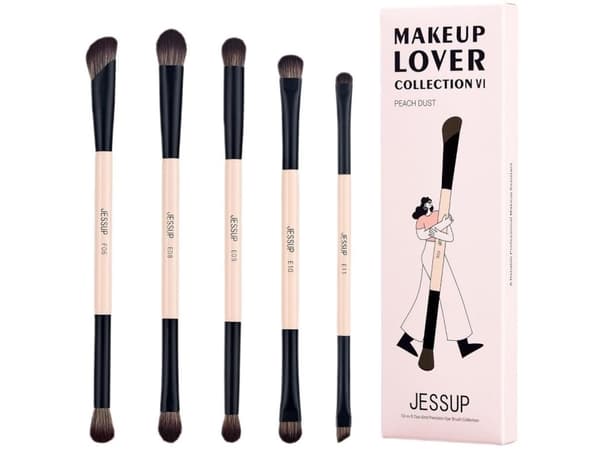 JESSUP 10-i-5 Duo-End Brush Allsidig Kolleksjon av doble sminkekoster Peach Dust 5 stk.