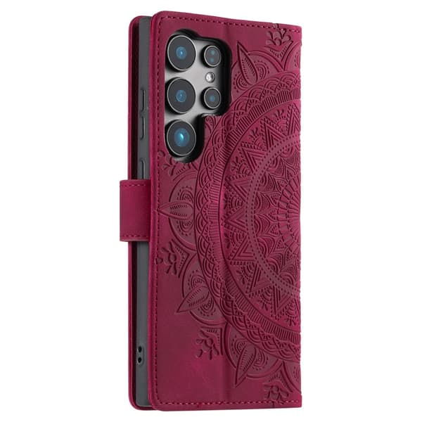 For Samsung Galaxy S25 Ultra Lommebok Deksel Shell Mandala Blomstermønster