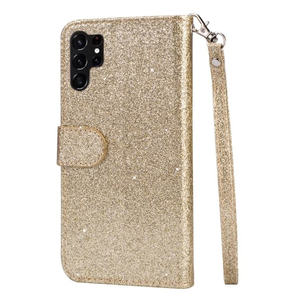 För Samsung Galaxy S25 Ultra Ställbart Glitterfodral med Dragkedjeficka