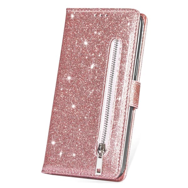För Samsung Galaxy S25 Ultra Ställbart Glitterfodral med Dragkedjeficka