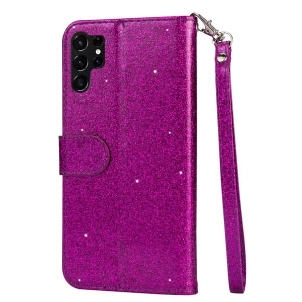 För Samsung Galaxy S25 Ultra Ställbart Glitterfodral med Dragkedjeficka