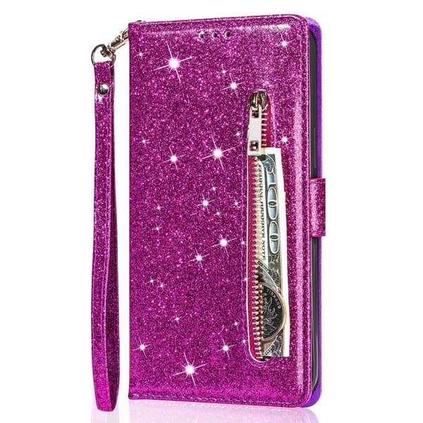 För Samsung Galaxy S25 Ultra Ställbart Glitterfodral med Dragkedjeficka