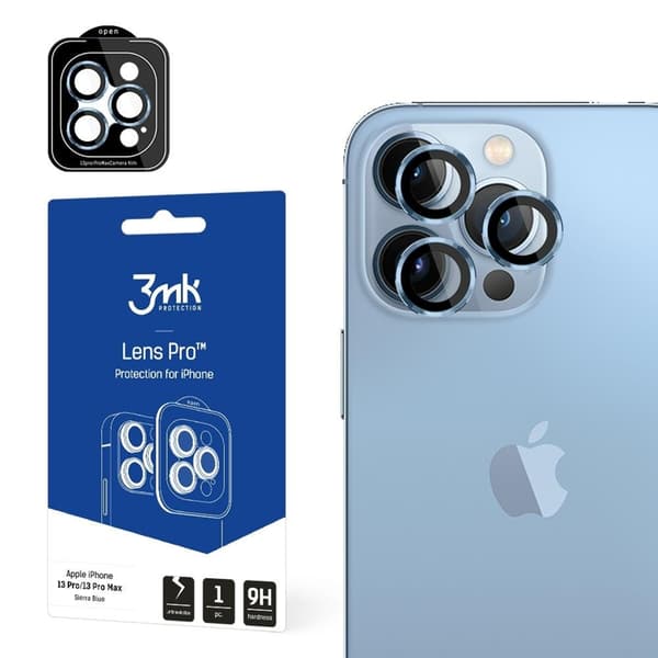 3MK iPhone 13 Pro/13 Pro Max härdat glas Kameraskydd - Blå