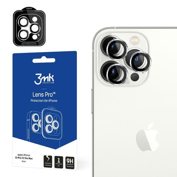 3MK iPhone 13 Pro/13 Pro Max härdat glas Kameraskydd - Grå