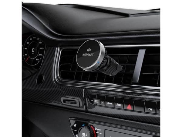 Acefast D40 autoteline Qi2 15W magneettilaturilla tuulilasin säleikölle - musta