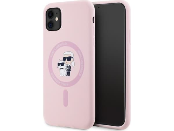 Etui Karl Lagerfeld Silicone Karl&Choupette MagSafe do iPhone 11 różowy