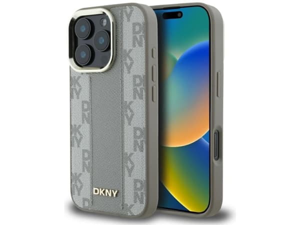 Dėklas DKNY Checkered Pattern Magsafe iPhone 16 Pro Max Case - rusvai gelsvas