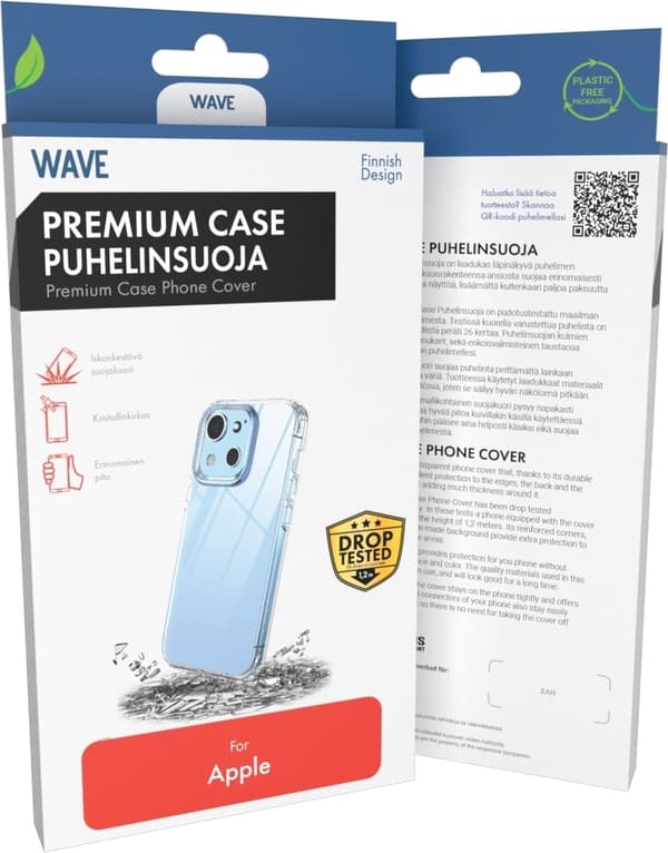 Wave Premium Case -suojakuori, iPhone SE (2022 / 2020) / 8 / 7 / 6s / 6, läpinäkyvä
