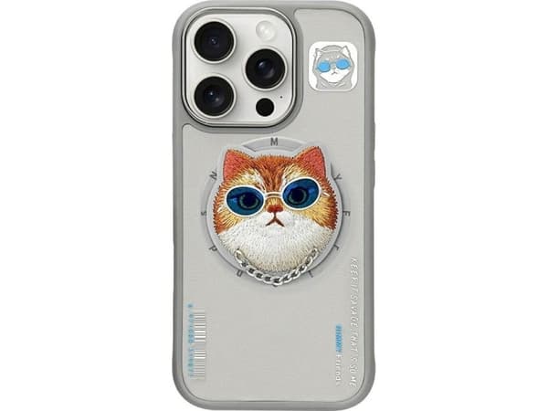 Etui Nimmy Glasses Cool Cat MagSafe do iPhone 16 Pro Max szary
