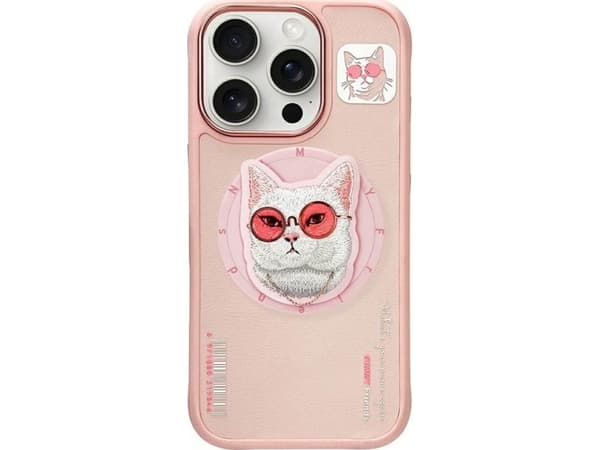 Etui Nimmy Glasses Cool Cat MagSafe do iPhone 16 Pro Max różowy