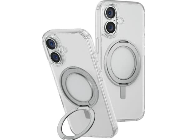 UNIQ Swivix-deksel til iPhone 16 Plus 360 Roterende Kickstand Transparent