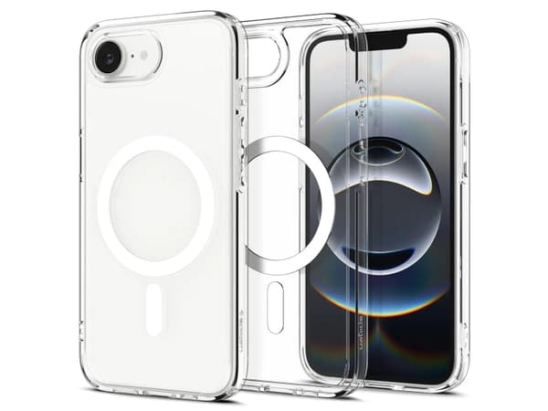 Spigen Crystal Hybrid (MagFit) iPhone 16e Clear White, Cover, Apple, iPhone 16e, 15.5 cm (6.1"), Transparent, White