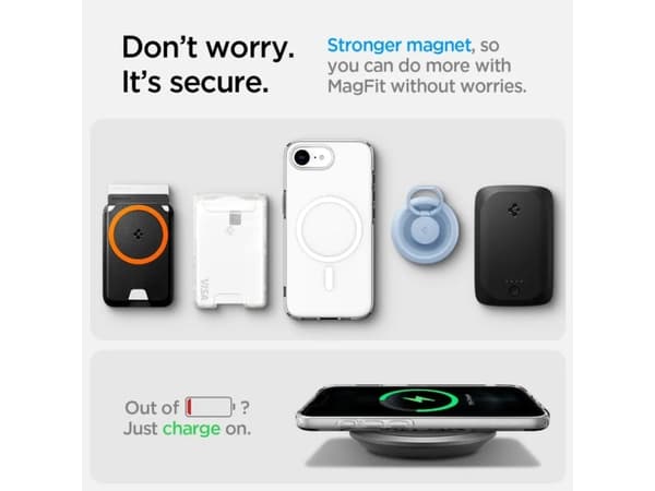 Spigen Crystal Flex (MagFit), Omslag, Apple, iPhone 16e, 15,5 cm (6.1"), Transparent, Vit