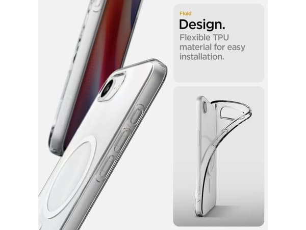 Spigen Crystal Flex (MagFit), Omslag, Apple, iPhone 16e, 15,5 cm (6.1"), Transparent, Vit
