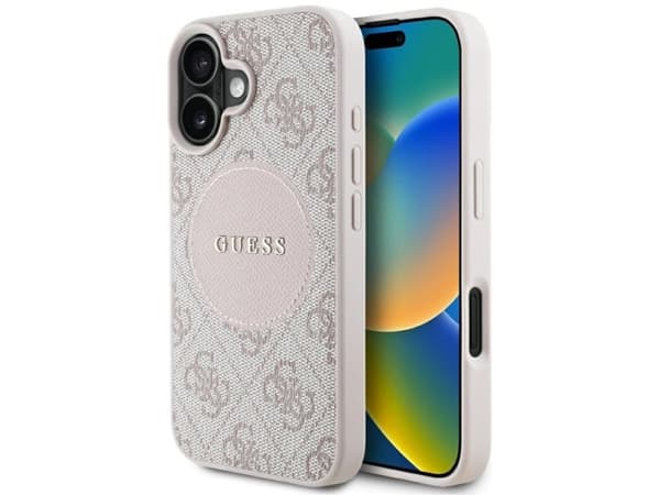 Etui Guess 4G Circle Classic Logo MagSafe do iPhone 16 różowy