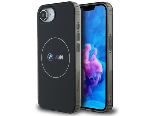 BMW kotelo IPHONE 16e (SE 4 2025) yhteensopiva MagSafe BMHMPSE424HBMKH (IML Metal White Circle) musta