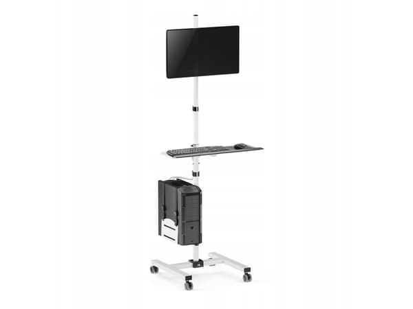 Maclean Professional Trolley Stand, mobil datorstation på hjul, max. 17"-32", max. 20 kg, MC-793 W