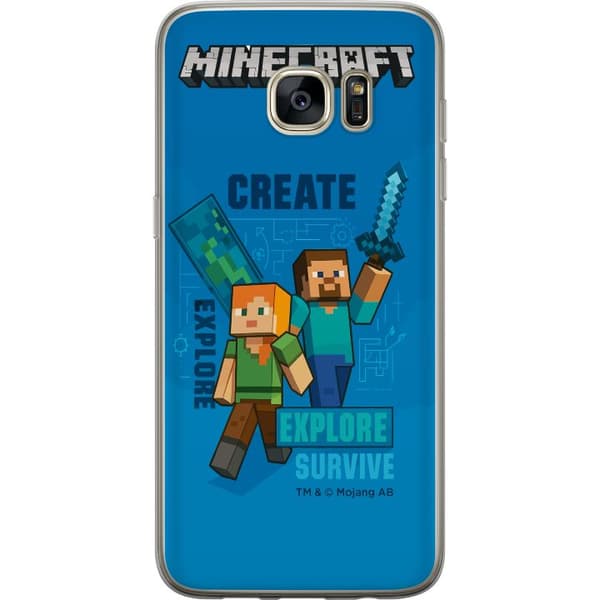 Samsung Galaxy S7 edge Läpinäkyvä kuori Minecraft Luolastot