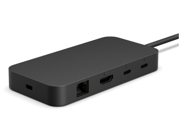Microsoft Surface USB4 Dock, Koblet med ledninger (ikke trådløs), USB4, 100 W, 1000 Mbit/s, Sort, 60 Hz