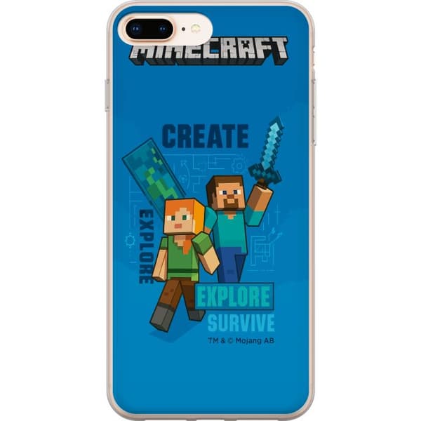 Apple iPhone 7 Plus Läpinäkyvä kuori Minecraft Luolastot