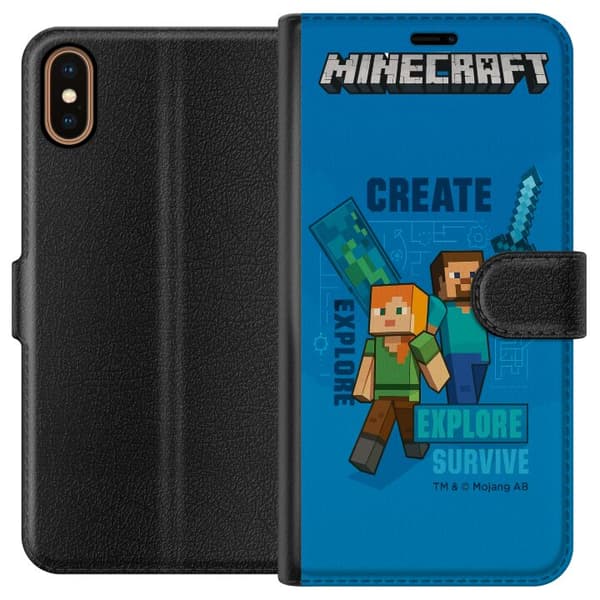 Apple iPhone X Lommeboketui Minecraft Grotter