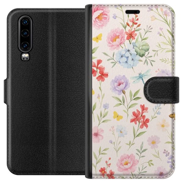 Huawei P30 Plånboksfodral Blommor