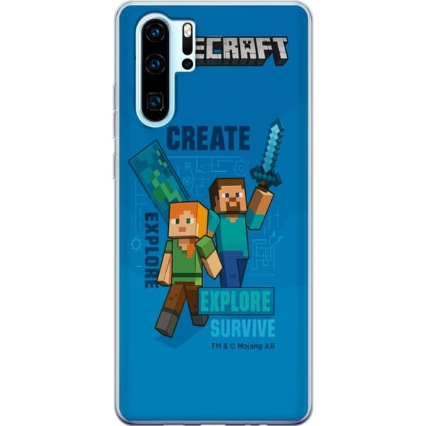 Huawei P30 Pro Gennemsigtig cover Minecraft Huler