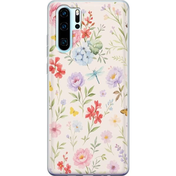 Huawei P30 Pro Genomskinligt Skal Blommor
