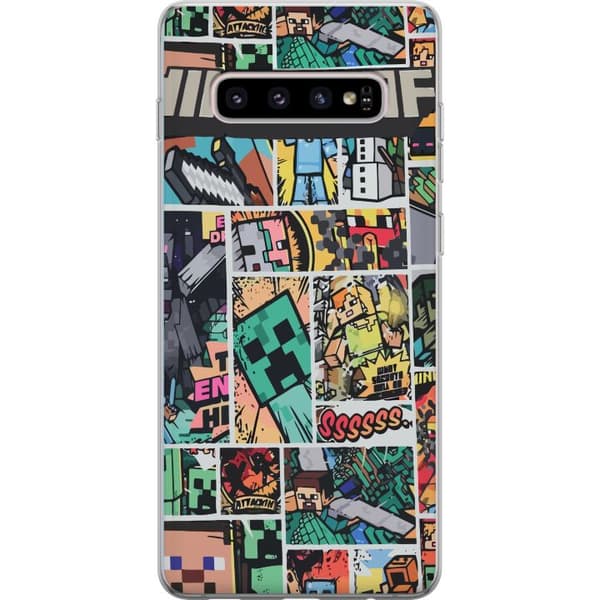 Samsung Galaxy S10+ Genomskinligt Skal Minecraft Art