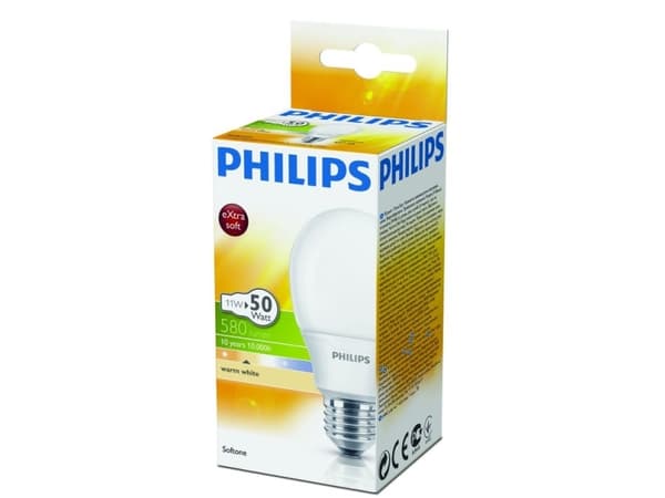 Philips Softone 11W, 11 W, 50 W, A55, E27, 580 LM, Varmvitt