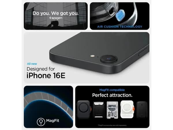 Spigen Crystal Hybrid (MagFit) iPhone 16e Frost Black, Cover, Apple, iPhone 16e, 15.5 cm (6.1"), Black