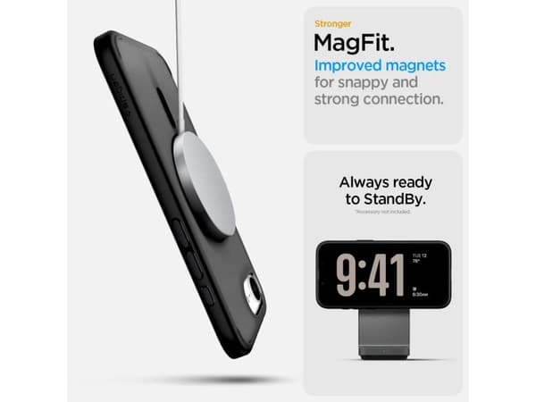 Spigen Crystal Hybrid (MagFit) iPhone 16e Frost Black, Cover, Apple, iPhone 16e, 15.5 cm (6.1"), Black