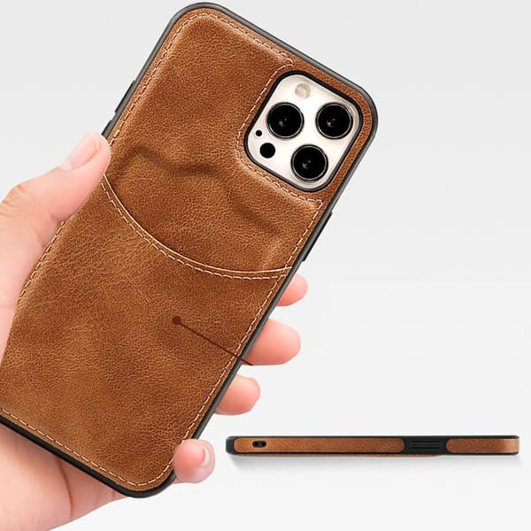 iPhone 13 Pro - Slimmat Läderfodral med Kortfack & Skydd