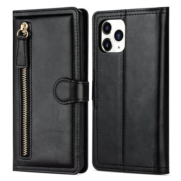 iPhone 13 Pro Max - Elegant Plånboksfodral med Kortfack & Dragkedja