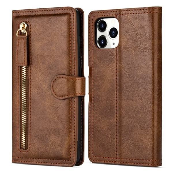 iPhone 13 Pro Max - Elegant Plånboksfodral med Kortfack & Dragkedja