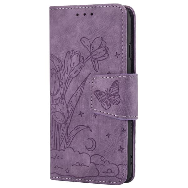 För iPhone 16e Fodral Fjäril Blomma Reptåligt Telefonfodral