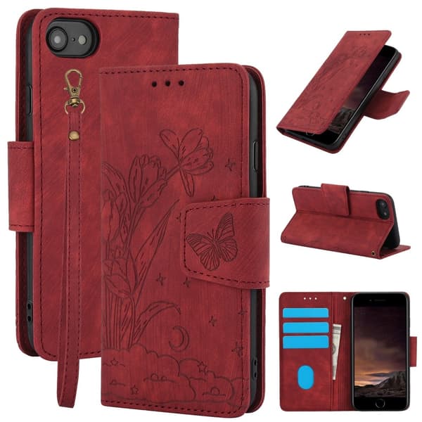 Til iPhone 16e Etui Sommerfugl Blomst Ridsefast Telefoncover