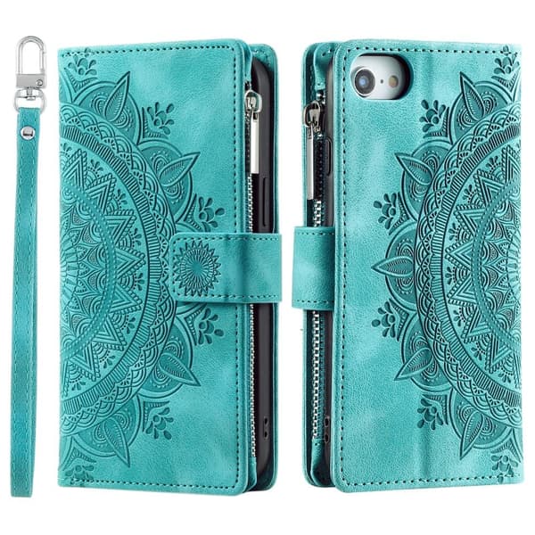 För iPhone 16e plånboksfodral Fodral Skal Mandala blommönster