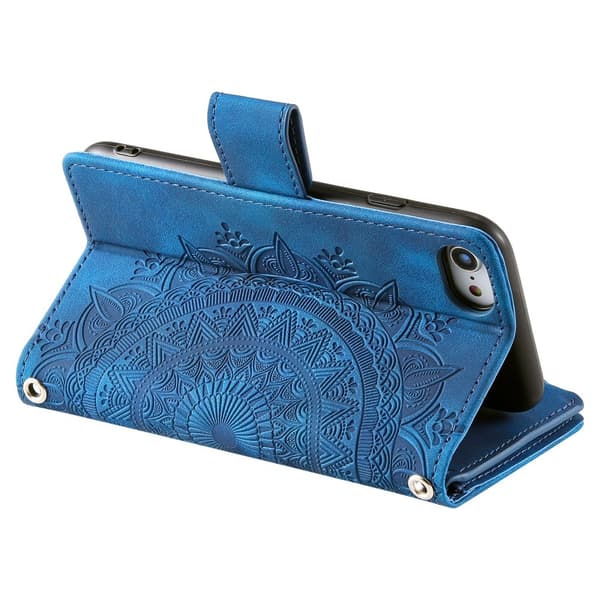 För iPhone 16e plånboksfodral Fodral Skal Mandala blommönster