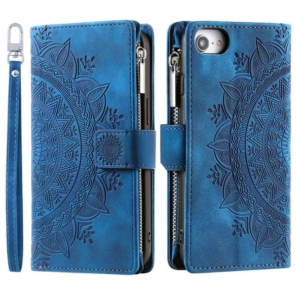 För iPhone 16e plånboksfodral Fodral Skal Mandala blommönster